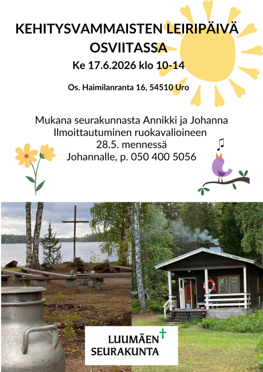 Mainos Kehitysvammaisten leiripäivä ke 17.6.2026